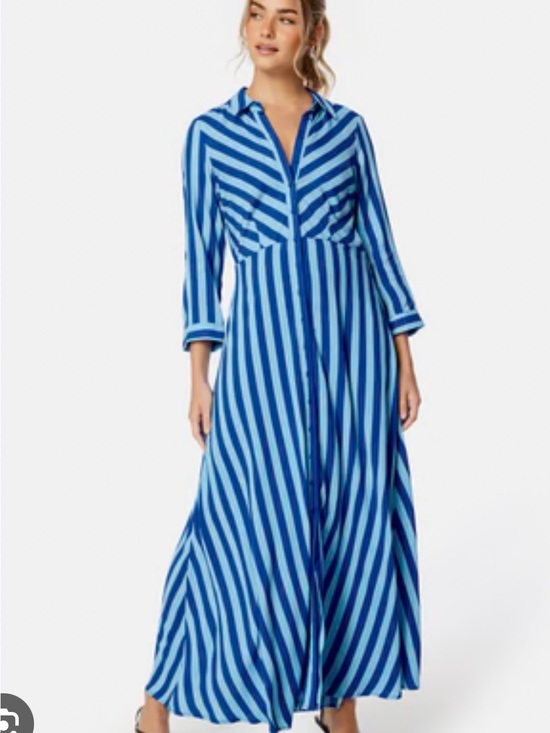Yas Dresses & Skirts - YAS Blue Striped Maxi Shirt Dress